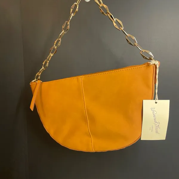 Universal Thread Half-Moon Shoulder Purse Bag Brown Gold Chain Strap. Pocketbook - Image 4