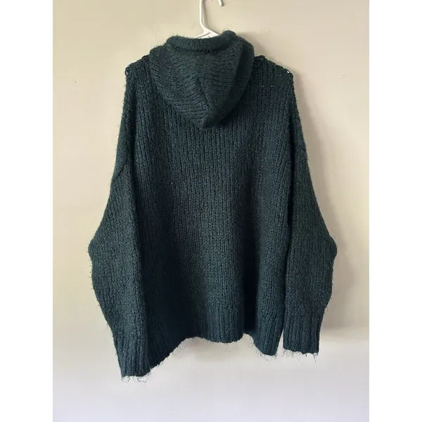 Zara Knit Sweater Hoodie Relaxed Oversized Wool Blend Cozy Size Small - Image 2