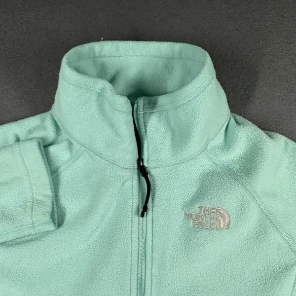 The North Face Pullover‎ Womens Small Green Fleece 1/4 Zip Mock Neck Lightweight - Image 4