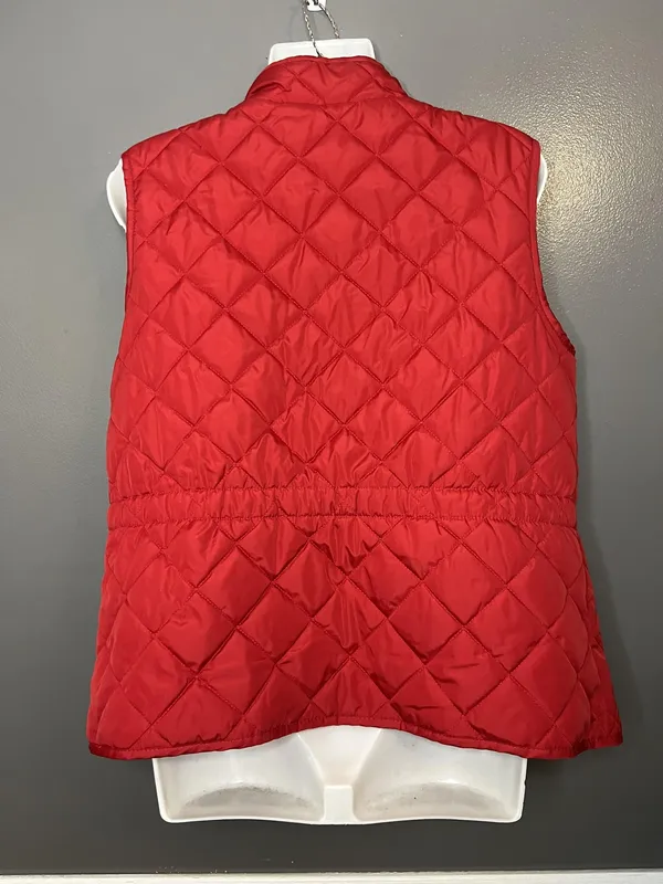 St Johns Bay Vest Womens Large Red Quilted Puffer Lightweight Zip Front Pockets - Image 4