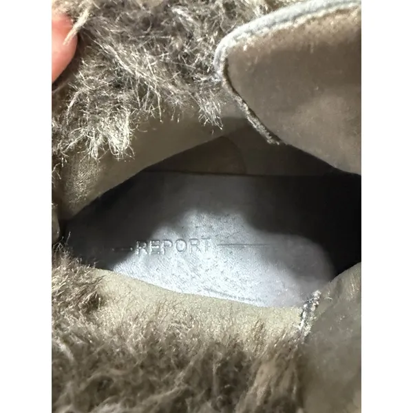 Report Women’s Size 10 Grey Combat Hiking Boots Faux Fur Collar Rhinestone Studs - Image 10