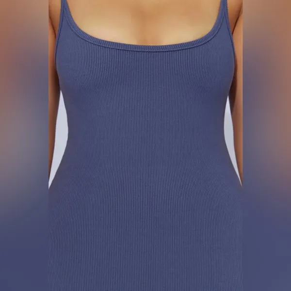 NWT MESHKI Alexis Ribbed Cami Midi Dress Midnight Navy medium vacation bodycon - Image 3