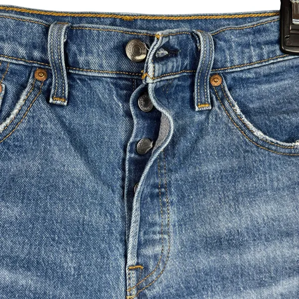Levi’s 501 SZ W28 Jean Shorts Distressed Frayed Hem Button-Fly Hi-Rise Pockets - Image 2
