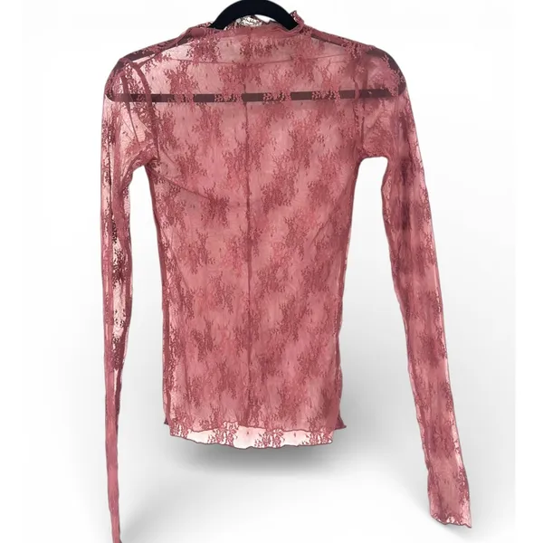 Free People Lady Lux Layering Top S Lace Intimately Lingerie Mauve Sheer - Image 2