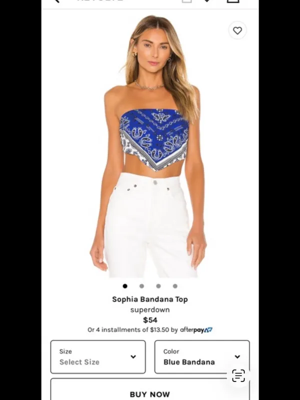 superdown Blue Bandana Strapless Handkerchief Crop Top - Image 3