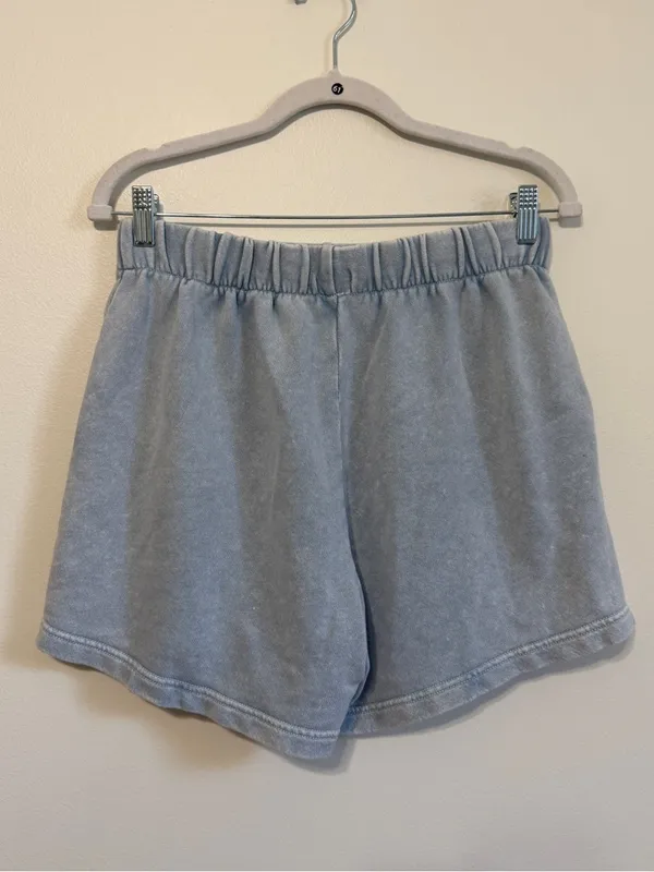 Aerie New Heights Trouser Fleece Short Size Small Cloud Wash Light Blue Sweat - Image 5