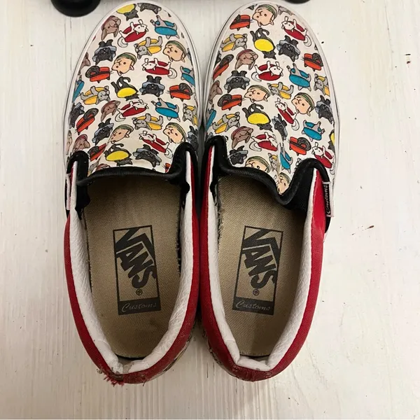 Vans Customs Off The‎ Wall Dog And Car Macaroon Print Shows Size Women 5 Men 3.5 - Image 5