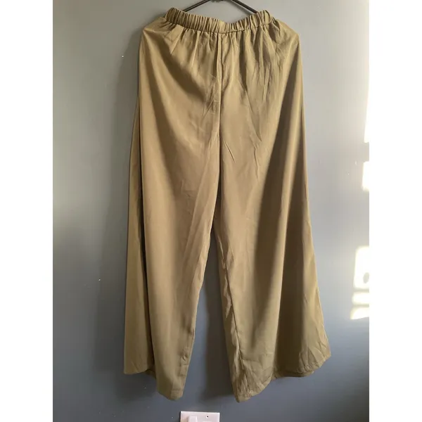 CIDER Green Wide Leg Drawstring Cropped Pants Women 100 Polyester Casual Comfort - Image 3