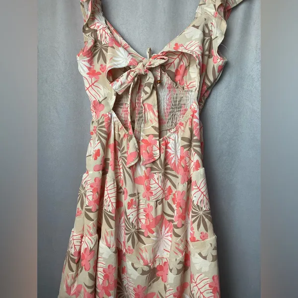 Madden NYC Juniors Cottagecore Floral boho feminine smocked minidress L - Image 4