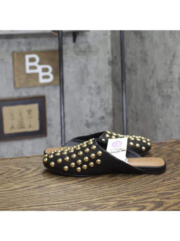 NWT A New Day Womens Channing Studded Slip On Mule Flats Jet Black / Gold 6.5M - Image 8
