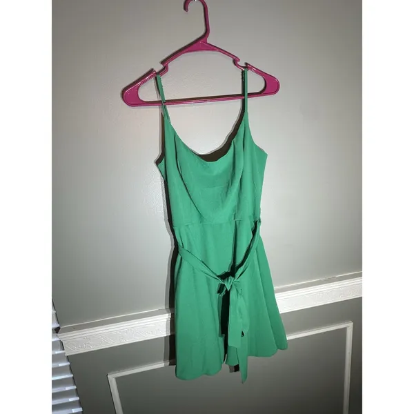 B Smart Size 7 Kelly Green Fit And Flare Belted‎ Dress With Adjustable Strap EUC - Image 3