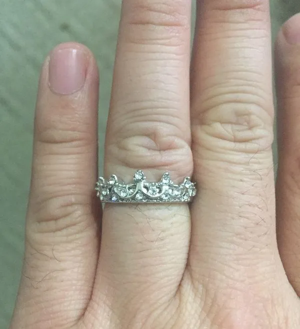 Silver Rhinestone Princess Crown Ring - Image 6