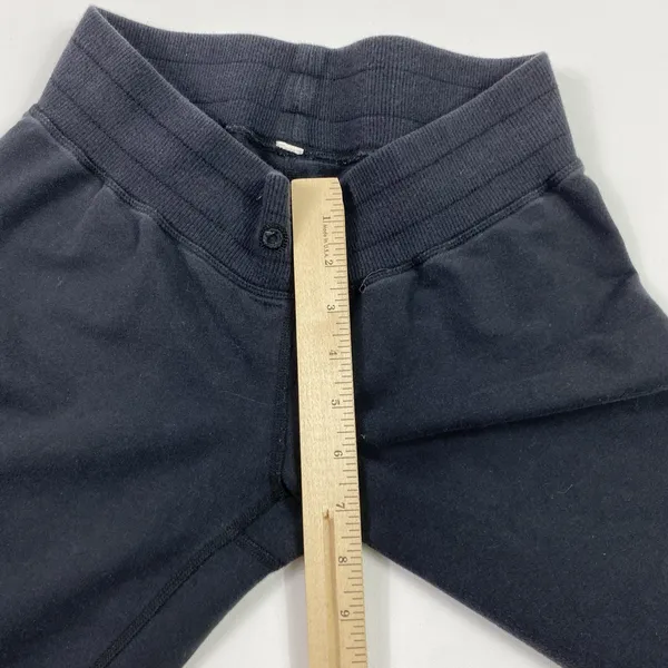 Lululemon Jogger Pants Womens 2 Black Ribbed Cuffs Back Zip Pocket Logo Lounge‎ - Image 5