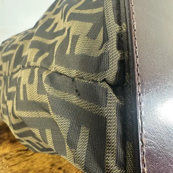 Fendi Vintage Zucca Tote Bag Womens Large Brown Canvas Leather Chain Strap Italy - Image 15