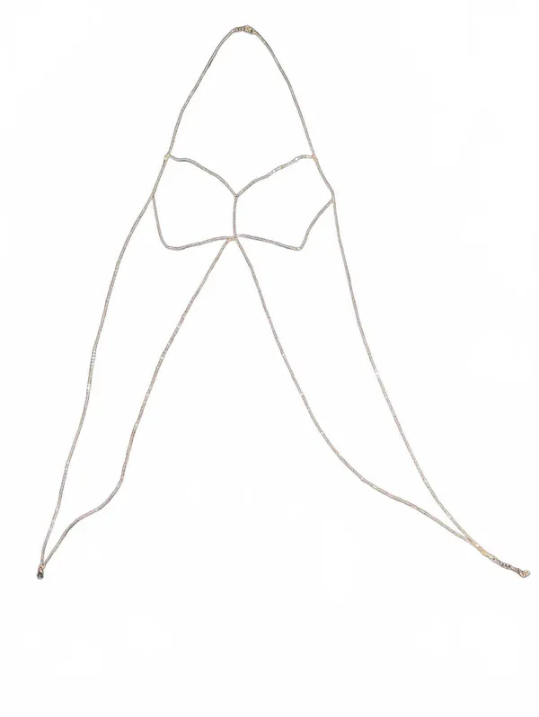 Sexy Gold Body Chain Harness Bikini Jewelry Bralette Crossover Waist Necklaces - Image 2