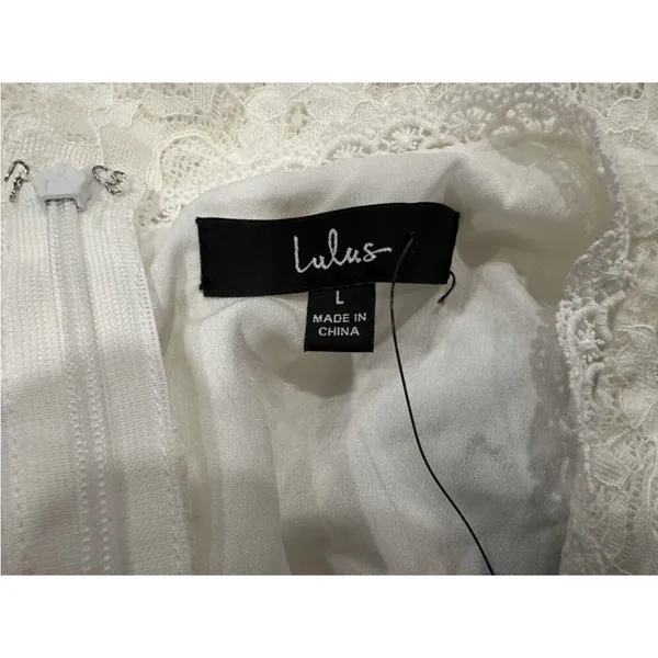 Lulus Properly Chic White Sleeveless Lace Tiered Mini Dress Large L - Image 6