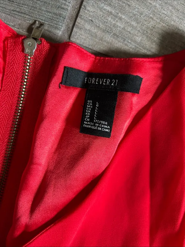 Forever 21 Bright Red Short Sleeve V-Neck Mini Dress - Image 2