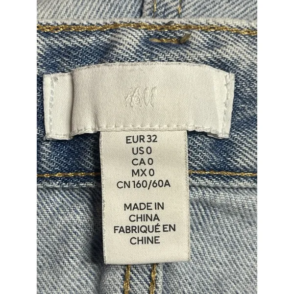 H&M Jeans Women 2 Blue Denim Wide Leg Mid Rise Zip Fly Cotton Blend Size 0 Bin11 - Image 2