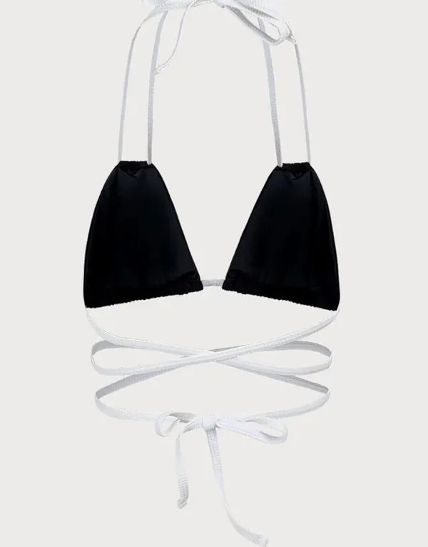 Berlook Contrast Triangle Halter Bikini Top ONLY 64 Black - Image 7