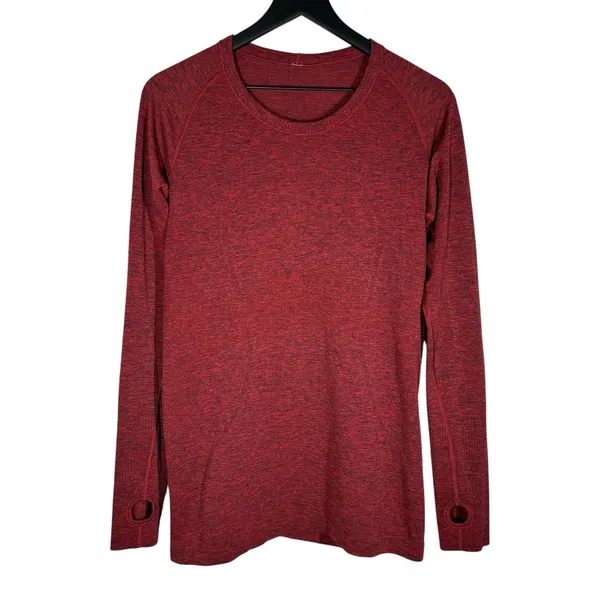 Lululemon Swiftly Tech Long Sleeve Crew Neck Top Black True Red Womens Size 10 - Image 5
