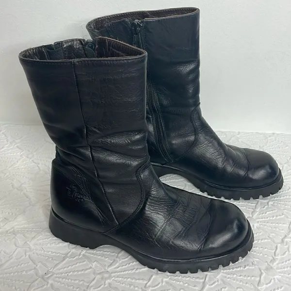 Havana Joe Mid Calf Leather Zipper Black Booties size 37 - Image 2