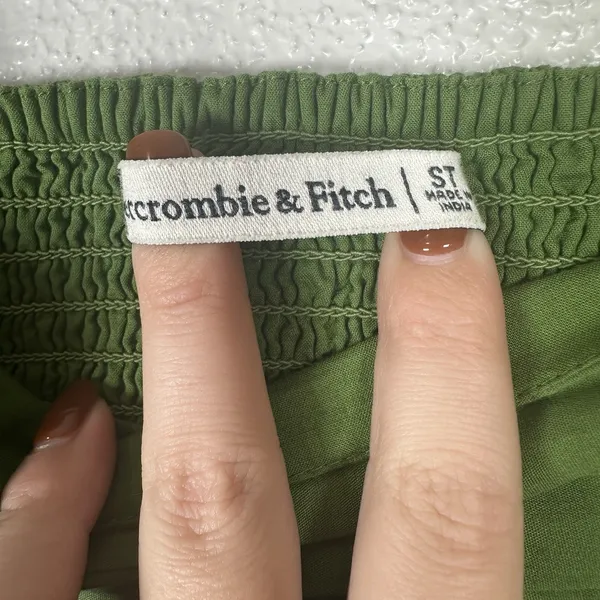 Abercrombie Fitch A&F Emerson Poplin Puff Sleeve Mini Dress‎ Green Small Tall ST - Image 5