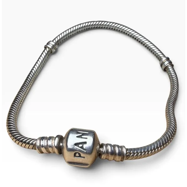 Pandora Moments Snake Chain Bracelet Sterling Silver Barrel Clasp 7.5 Inch - Image 5