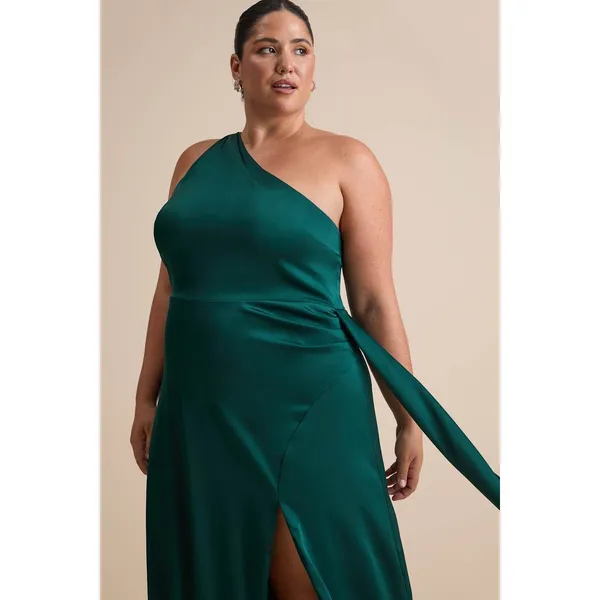 NWT Lulus Signature Elegance Emerald Satin One-Shoulder Maxi Dress Wedding Sz 1X - Image 10