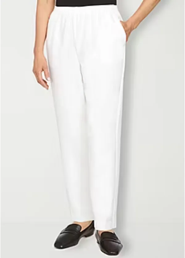 Alfred Dunner Classics Womens Straight Mid Rise Pull-On Pants White Size 14P - Image 3