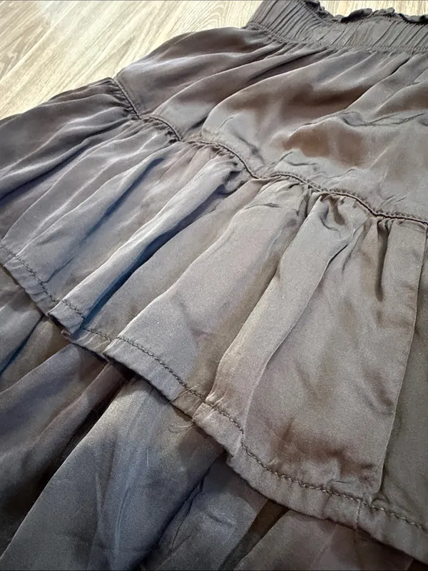 aerie women’s Gray Black Tiered Skater Skirt silky flowy size small S - Image 4