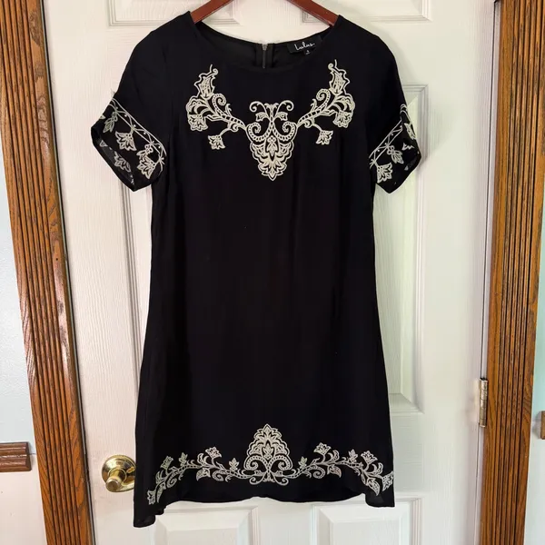Lulus Embroidered Dress Short Sleeve Casual‎ Party Black Dress Size S - Image 10