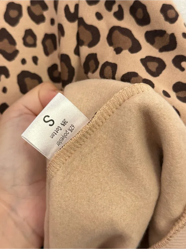 New Leopard Hoodie Sweatshirt and Sweatpants Set Small - Image 5