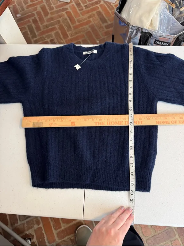Madewell Cloudsoft Charm Stitch Hazel Sweater Tee Small Navy Blue Preppy juniper - Image 6