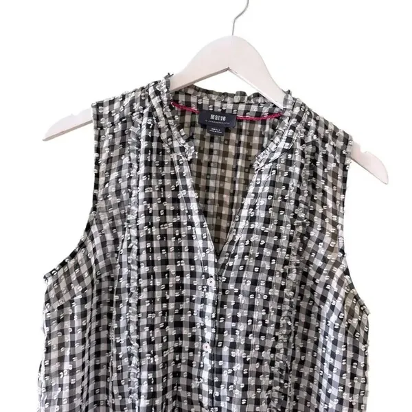 MAEVE ANTHROPOLOGIE Black/White Gingham Sleeveless Button Down Blouse SZ S #2467 - Image 10