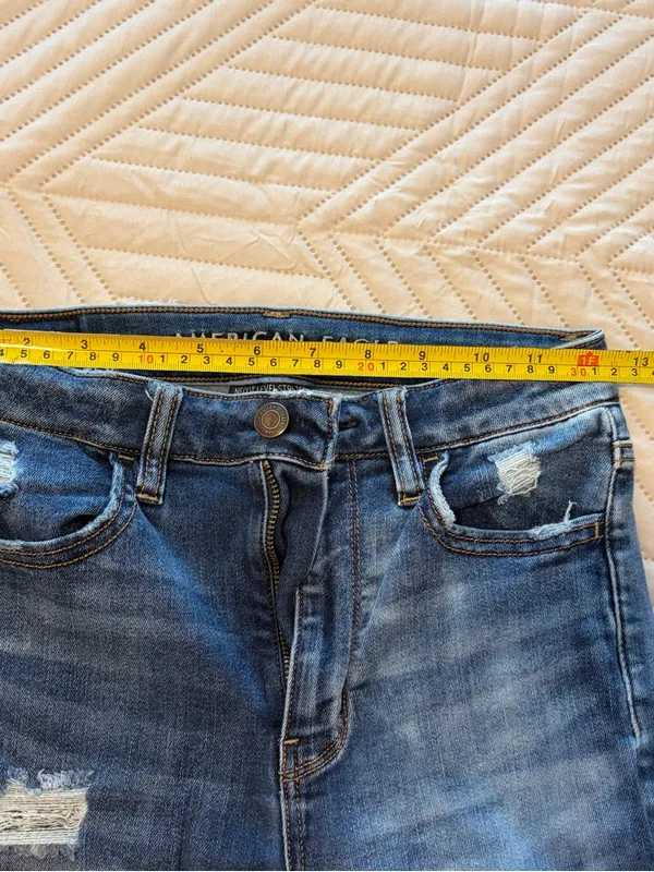 American Eagle Super Hi Rise jeggins Distressed Jeans - Blue Wash Size 4 - Image 8