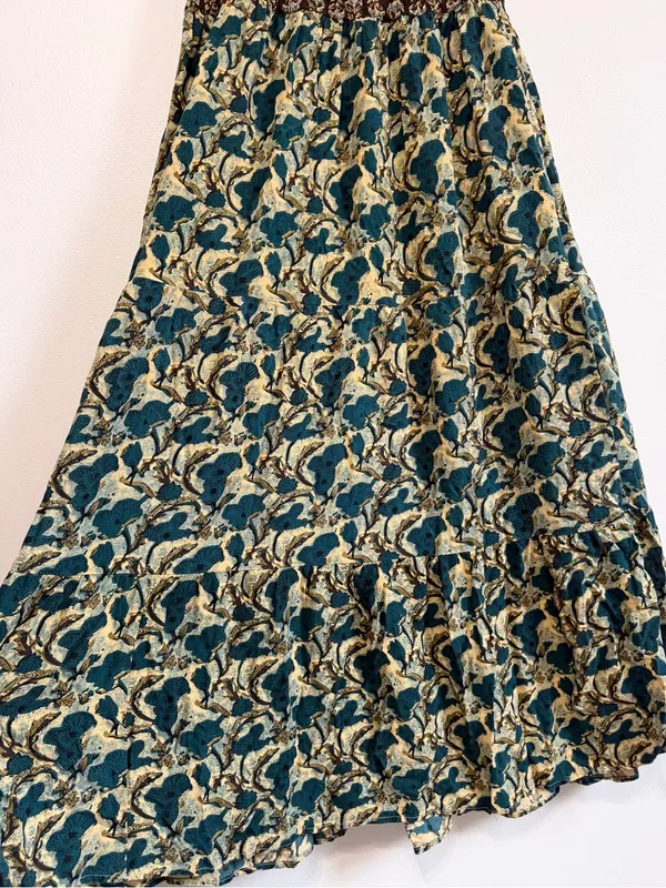 Natural Life Boho Floral Maxi Dress Size Large XL Brown Blue Fall Western - Image 5