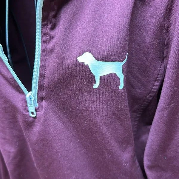 Victoria Secret PINK Ultimate Long Sleeve Burgundy Logo 1/4 Zip​ - Image 2
