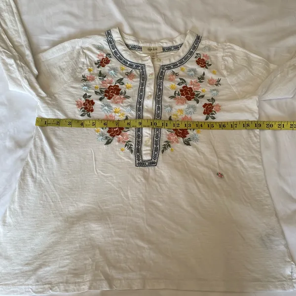 Style & Co. Floral Embroidered Long Sleeve Top size S - Image 5