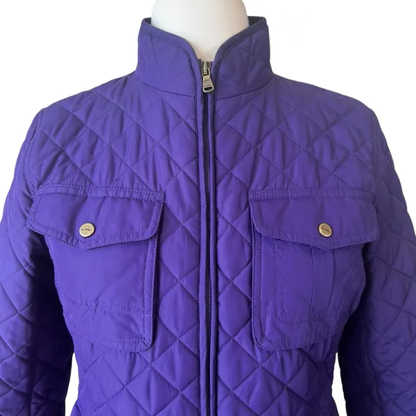 LRL RALPH LAUREN Purple Quilted Long-sleeve Puffer Barn Jacket - Image 2