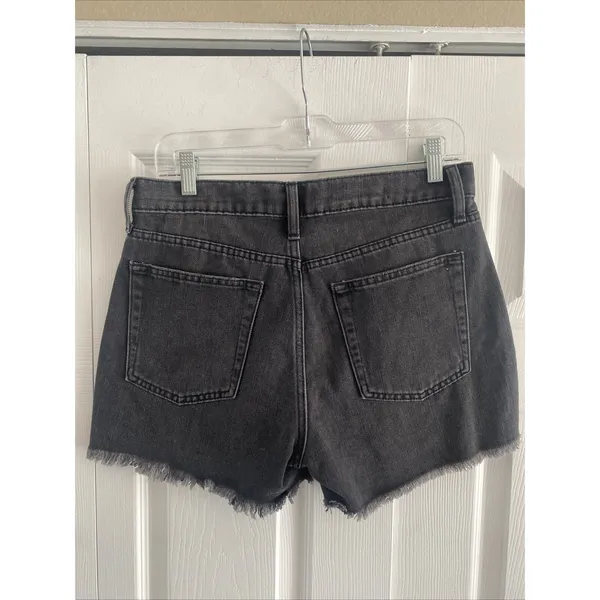 Gap High Rise Denim Shorts Womens Size‎ 6 Black Raw Hem Frayed Faded Cotton - Image 4
