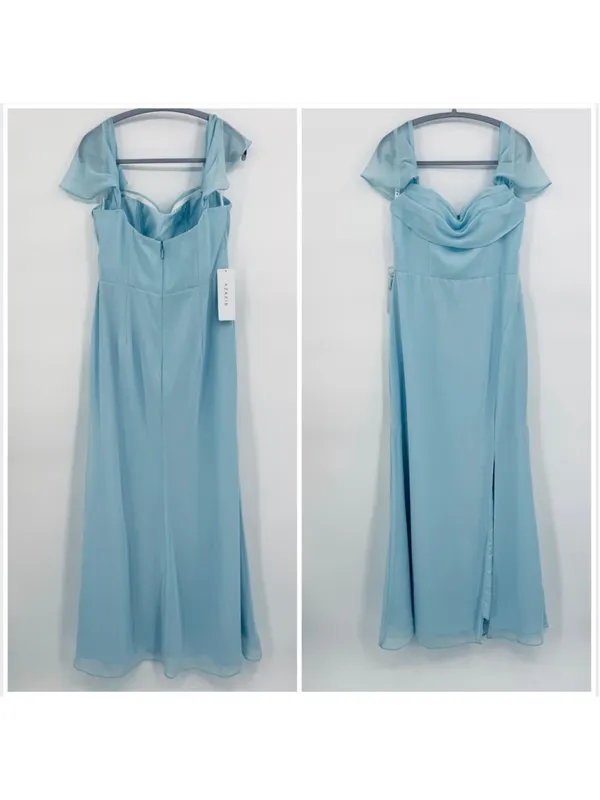 NWT Women's Azazie Saige Chiffon Maxi Dress Size 10 Sky Blue - Image 3