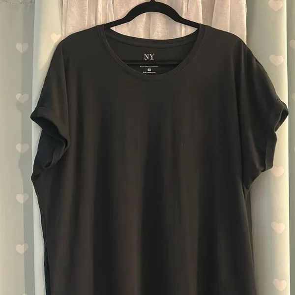 New York & Co Size M Black Cuffed T Shirt Dress - Image 2