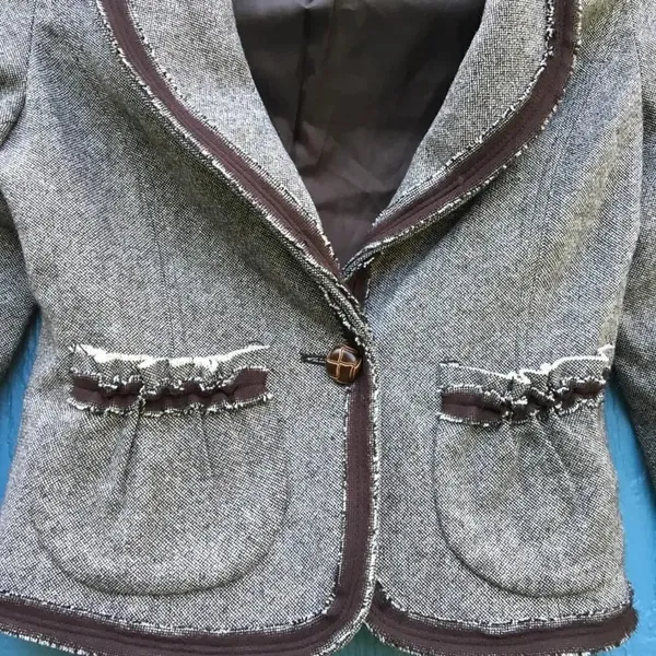 Guess Jeans Gray Denim Accented Button Front Blazer Women’s Size XS v6x - Image 6