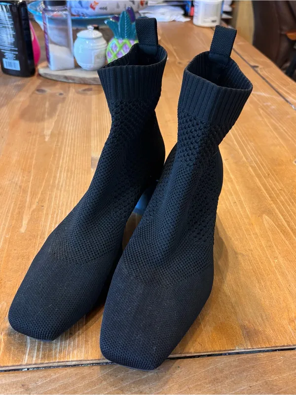 Vivaia womens knit square toe sock ankle boots black 39 US 8.5 - Image 2