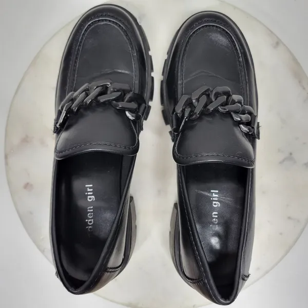 Madden Girl Hoxtonn Chunky Platform Loafer Womens 8 Black Chain Lug Sole‎ Grunge - Image 5