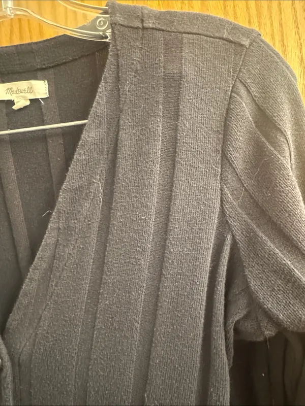 Madewell Black Ribbed V-Neck Button-Up Cardigan - Image 4