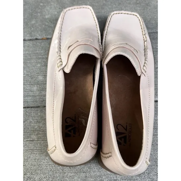 A2 by Aerosoles Two Sew Womens 8.5 B Pink Patent Penny Loafers Square Toe‎ Flat - Image 5