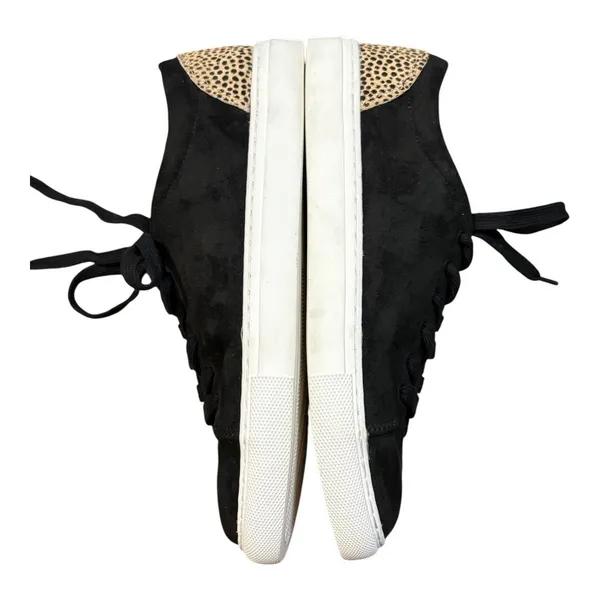J.Crew Sneakers Women 8.5 Black Leopard Calf Hair Low Top Lace‎ Up AS687 FA20 - Image 9