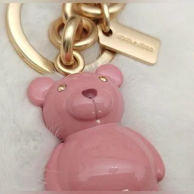 Coach Bear Bag Charm Gold/Pink - Image 2