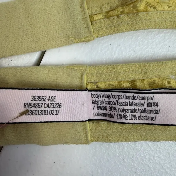 Victoria's‎ Secret S Small Bralette Bra Lace Strapless Unlined Wireless Yellow - Image 11